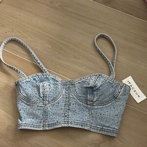 PacSun Denim Studded Crop Top